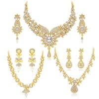 Gold Plated Wedding Jewellery Diamond Choker Necklace Set at Rs 449 only