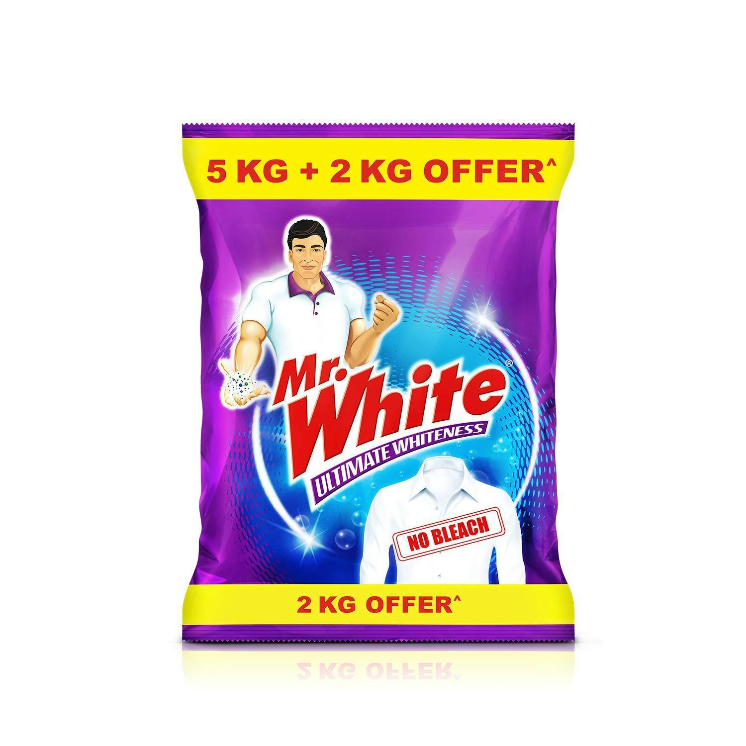 Mr. White Detergent Powder 5 Kg with Free 2Kg at Rs 355 only