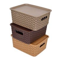 Fun Homes Plastic 3 Pieces Storage Basket with Lid at Rs 379 only