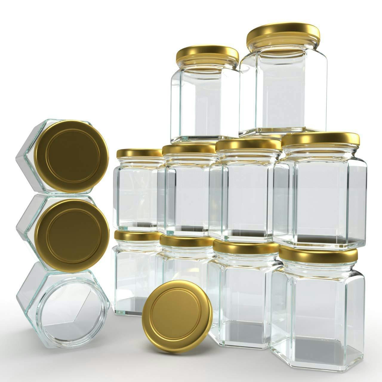 Airtight Black Lid for Masala Storage Glass Jar  (Gold lid, 6 Piece) at Rs 279 only